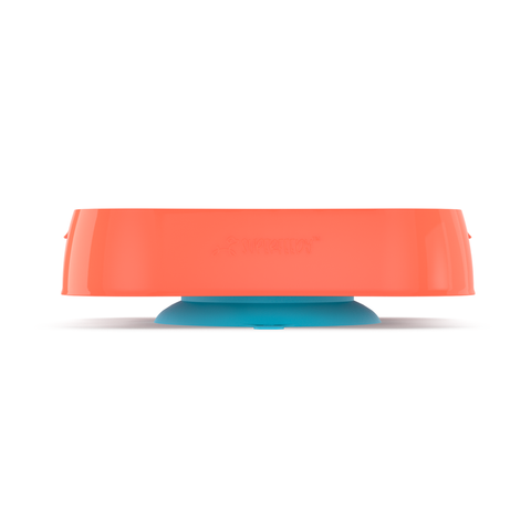 4-in-1 Slow Feeder Dog Bowl - Warm Ocean Red Bowl with Teal Lickmat