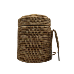Rattan Ice Bucket with Matching Tongs - Natural | 20cm Entertainer's Bar Accessory