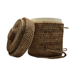 Rattan Ice Bucket with Matching Tongs - Natural | 20cm Entertainer's Bar Accessory