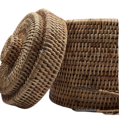 Rattan Ice Bucket with Matching Tongs - Natural | 20cm Entertainer's Bar Accessory