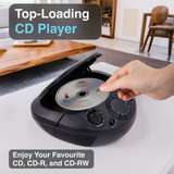 Laser Black Portable CD Boombox with AM/FM Radio