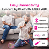 Laser Mini Karaoke Speaker with 2 Wireless Mics - Pink