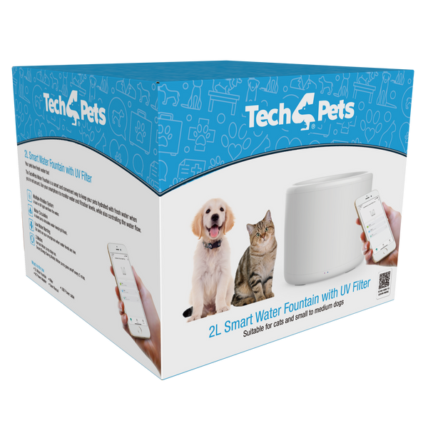 Tech4Pets 2L Smart Water Fountain with UV Filter for Pets