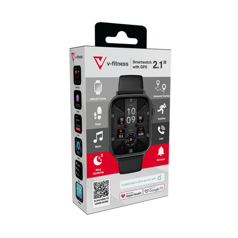 V-Fitness Smart Watch GPS and 2.1 inch Black