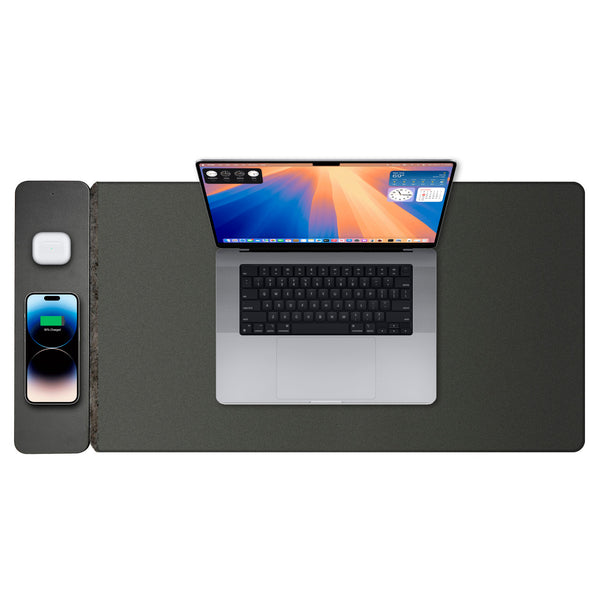 Laser Wireless Charging Desk Mat Black