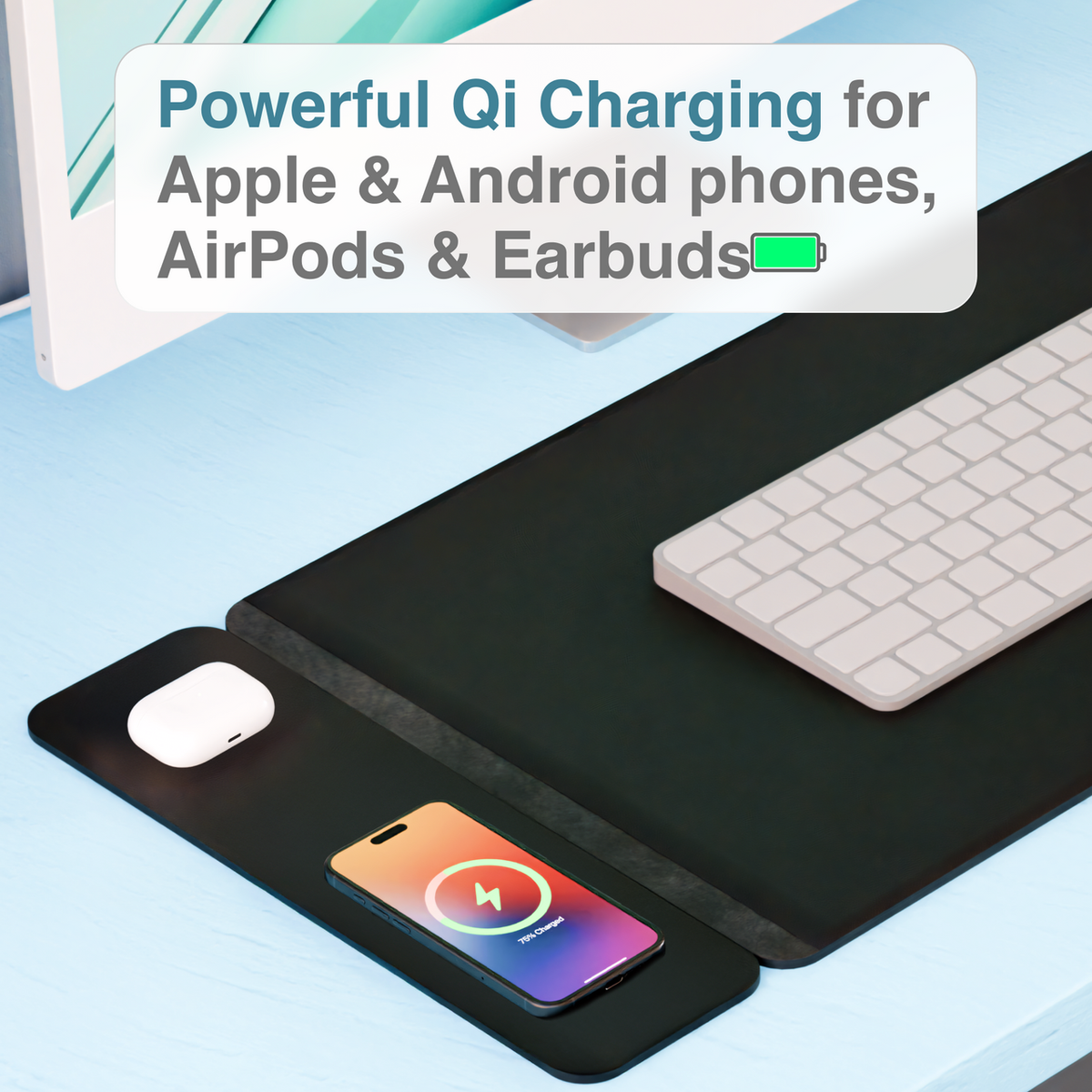 Laser Wireless Charging Desk Mat Black – NT Deals