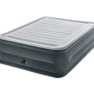 INTEX Queen Dura-Beam Comfort Plush Air Mattress w/ Built-In USB Electric Pump 64418