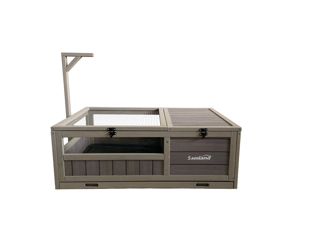 Samland Wooden Tortoise House Cage, Indoor Enclosure House Reptile Habitat Cage Box
