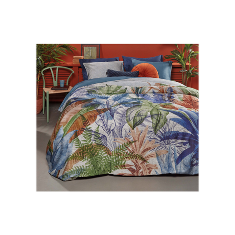 Isla Cotton Sateen Blue Quilt Cover Sets by Bedding House Queen