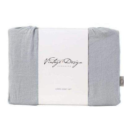 Dove Grey Linen Sheet Sets by Vintage Design Homeware Double