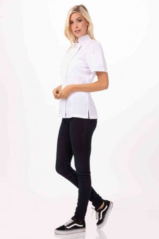 Springfield Women's White Zipper XS Chef Jacket by Chef Works