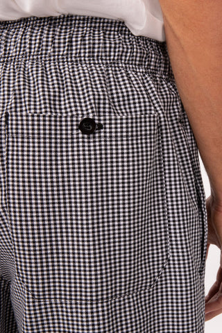 Essential Men's Small Checks 3XL Baggy Black Chef Pants by Chef Works