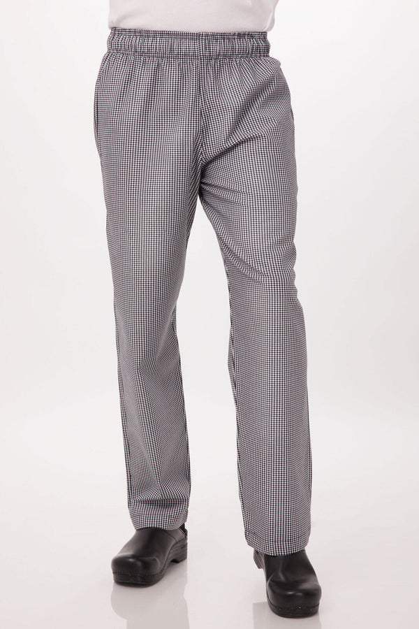 Essential Men's Small Checks 6XL Baggy Black Chef Pants by Chef Works
