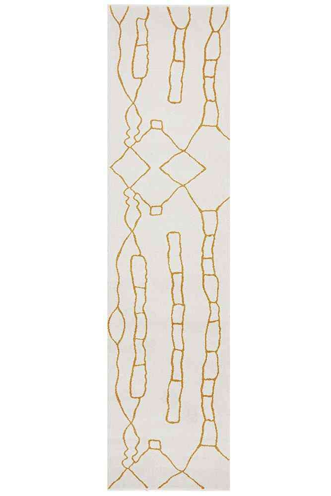 Paradise Runner Amy Gold by Rug Culture - 400X80CM - RUNNER