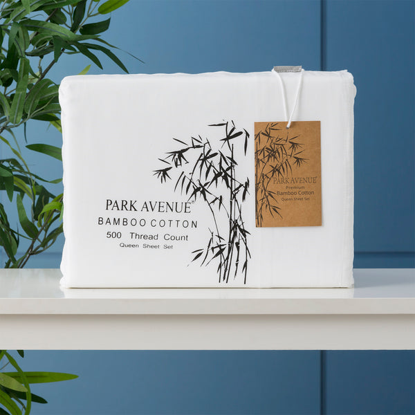 Bamboo Cotton 500 Thread Count White Sheet Sets by Park Avenue King