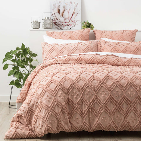 Medallion Cotton Vintage Washed Tufted Blush Quilt Cover Set by Park Avenue King