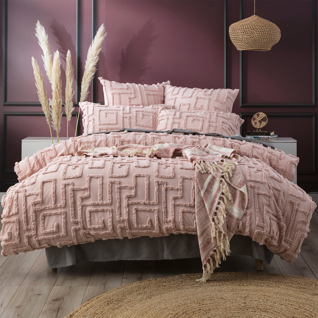 Riley Vintage Washed Cotton Chenille Tufted Silver Quilt Cover Set by Renee Taylor Queen