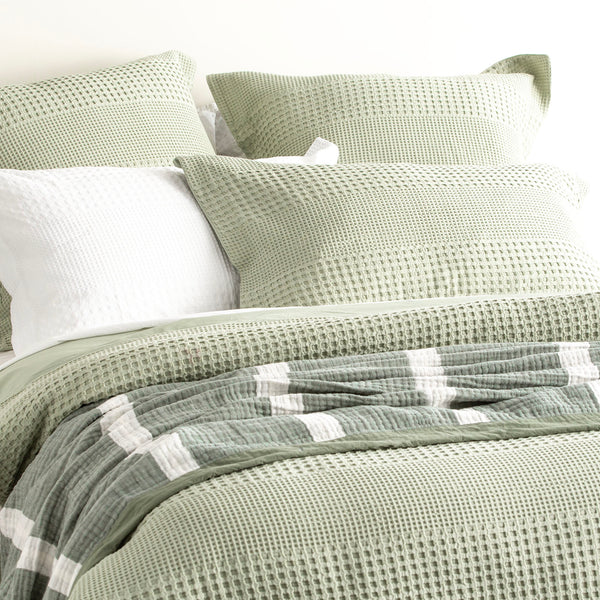 Elegance Waffle Cotton Jacquard Moss Quilt Cover Set by Renee Taylor Queen