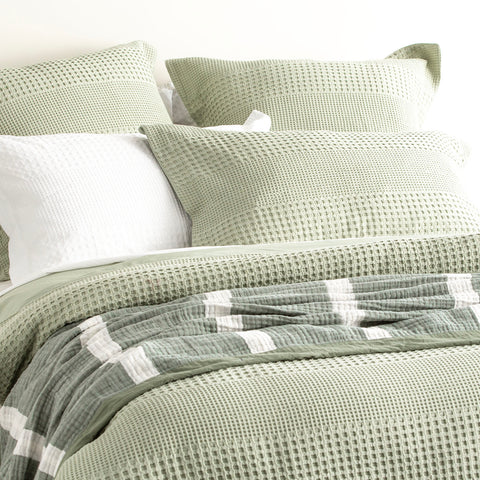 Elegance Waffle Cotton Jacquard Moss Quilt Cover Set by Renee Taylor Super King