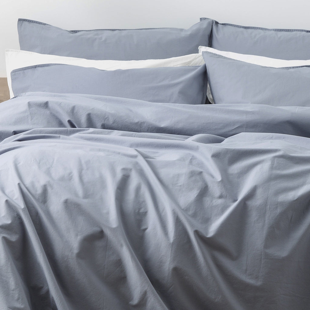 Helena Vintage Stone Washed Dusty Blue Quilt Cover Set by Renee Taylor Super King