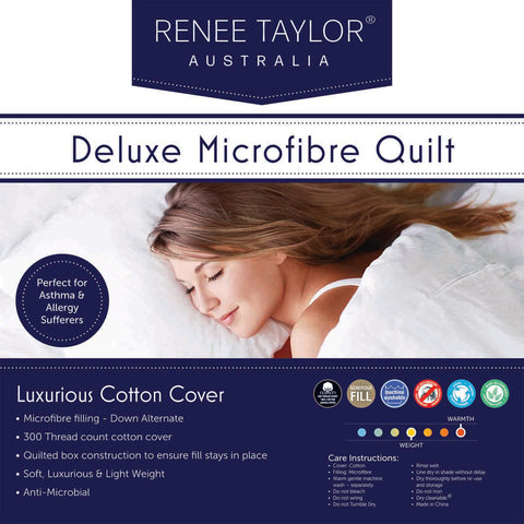 600 GSM Deluxe High Loft Quilt With Cotton Cover Premium Microfiber Filling by Renee Taylor Double