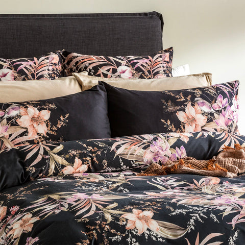 300 TC Grevillea Cotton Reversible Onyx Quilt Cover Sets by Renee Taylor Queen
