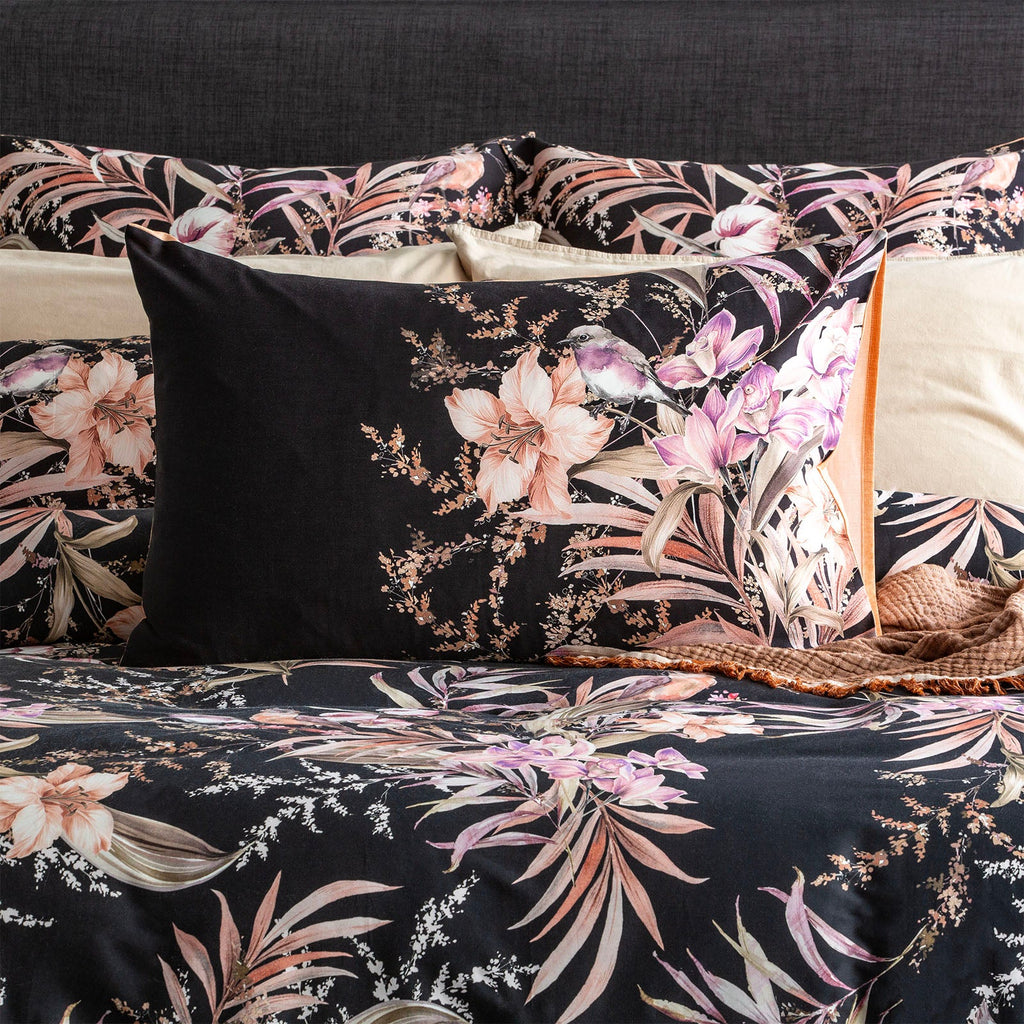 300 TC Grevillea Cotton Reversible Onyx European Pillowcase by Renee Taylor