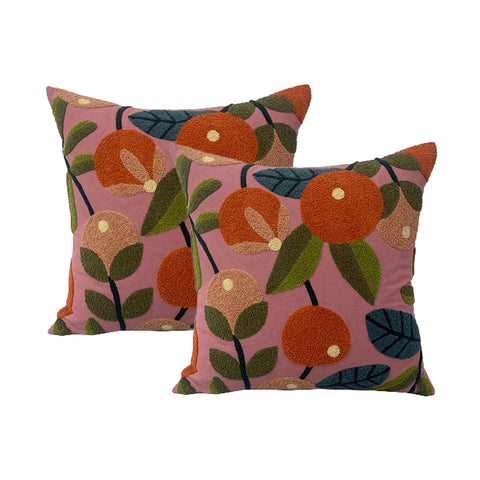 Mahina Bloom Twin Pack Cotton Embroidered Cushion Feather Filled by Cloud Linen