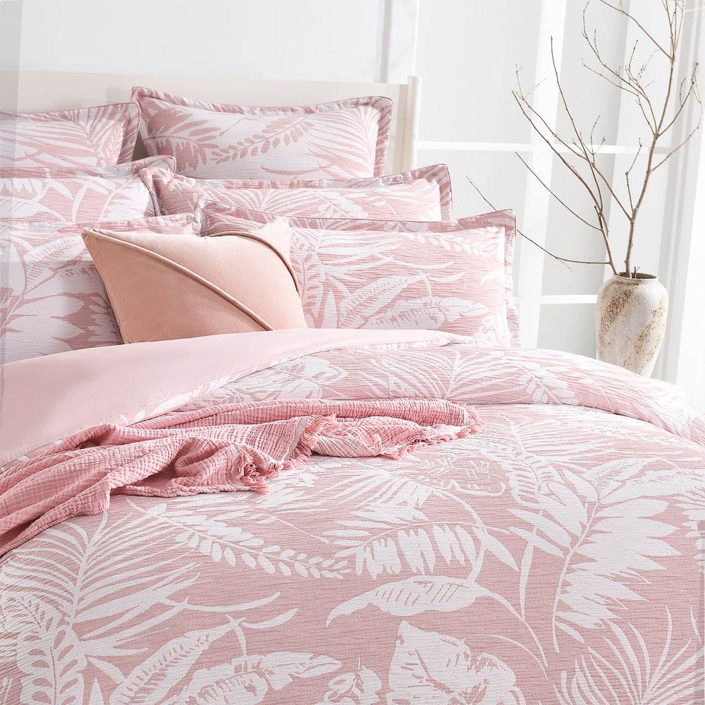 Palm Tree Jacquard Clay Quilt Cover Set by Renee Taylor Super King