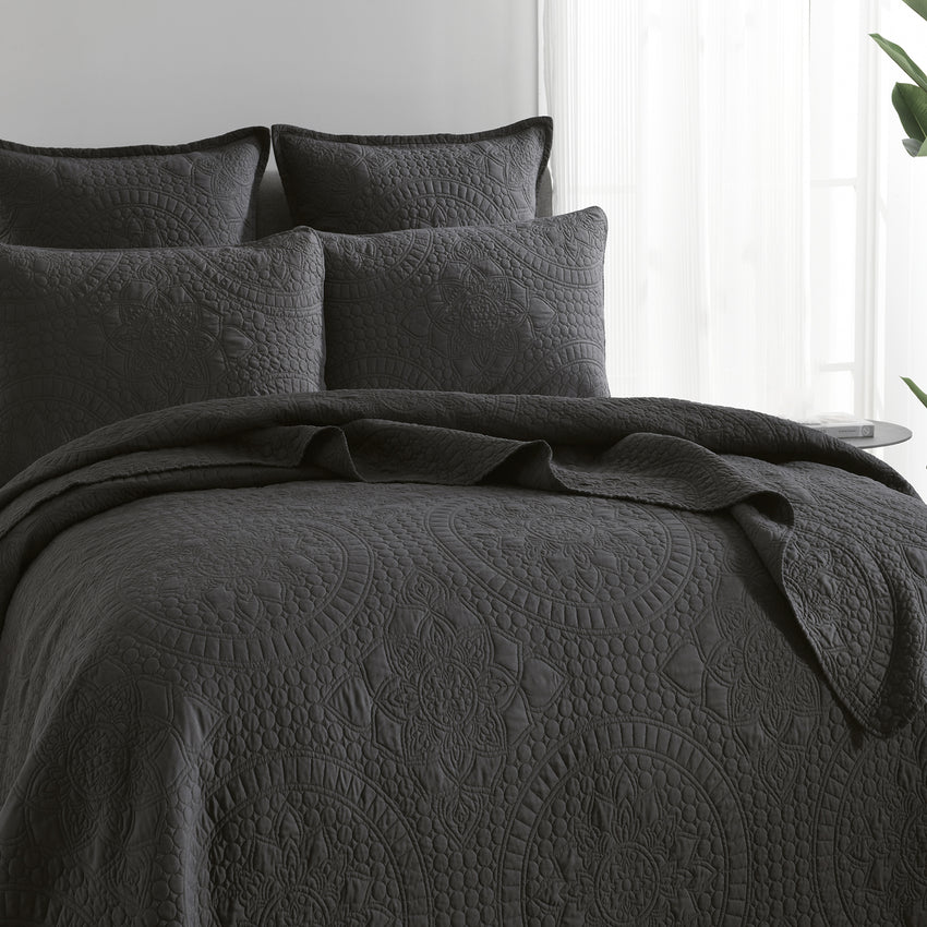 Asher Jacquard Coverlet Grey Set by Renee Taylor Queen/King