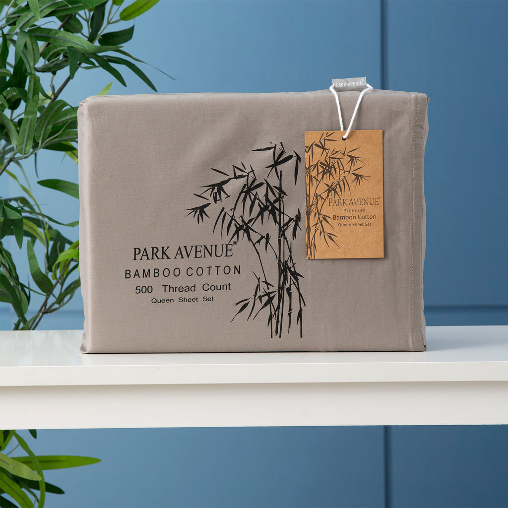 500 TC Bamboo Cotton Pewter Split Head Queen Sheet Set by Park Avenue