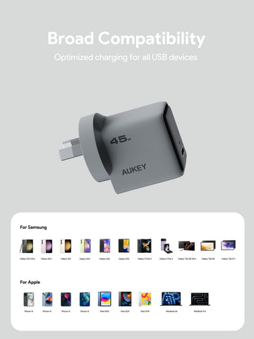 AUKEY PA-C2 Comet 45W PD Fast Wall Charger GaN USB-C