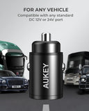 AUKEY Nano 30W Dual-Port USB-C + USB-A Fast Car Charger – CC-A3