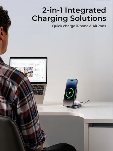 AUKEY LC-MC211 MagFusion L Qi2 Foldable 2 In 1 Magnetic Wireless Charger