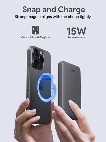 AUKEY PB-MS03 MagFusion Slim Magnetic Wireless Charging Power Bank 5000 mAh