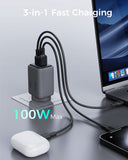 AUKEY PA-C5 Comet 100W PD Fast Wall Charger GaN USB-C with 100W 1.8m USB-C to C Cable