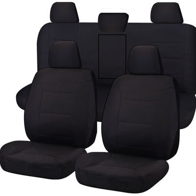 Seat Covers for TOYOTA HILUX 08/2015 - ON DUAL CAB UTILITY FR 40/60 SPLIT BASE WITH A/REST BLACK CHALLENGER