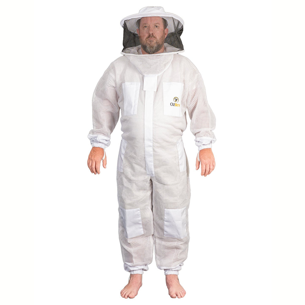 Beekeeping Bee Full Suit 3 Layer Mesh Ultra Cool Ventilated Round Head Beekeeping Protective Gear SIZE M