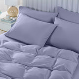 Royal Comfort 2000TC 6 Piece Bamboo Sheet & Quilt Cover Set Cooling Breathable - Queen - Lilac Grey
