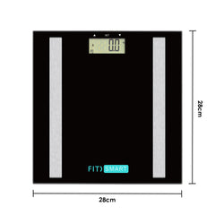 FitSmart Electronic Body Fat Scale Black 7 in 1 Body Analyser LCD Glass Tracker