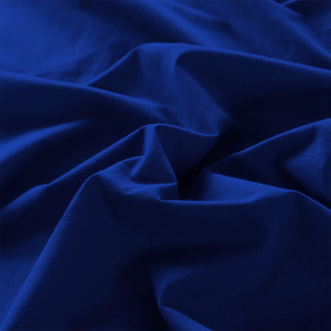 Royal Comfort Vintage Washed 100% Cotton Sheet Set Fitted Flat Sheet Pillowcases - Single - Royal Blue