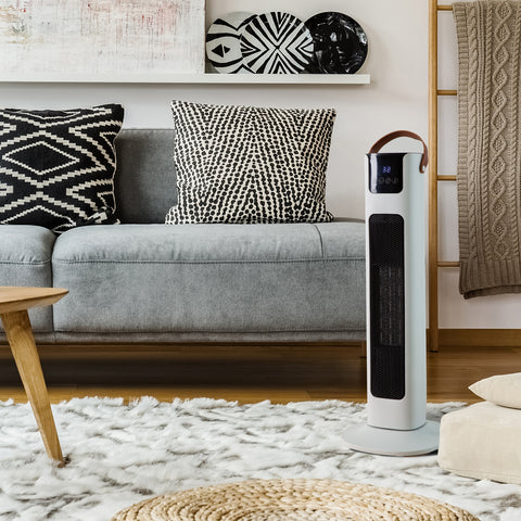 Pursonic Electric Ceramic Tower Heater Portable Oscillating Remote Control - White