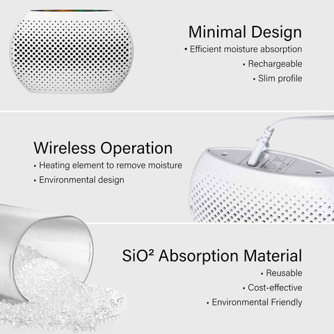 MyGenie Compact Reusable Dehumidifier Moisture Extractor Compact Portable White