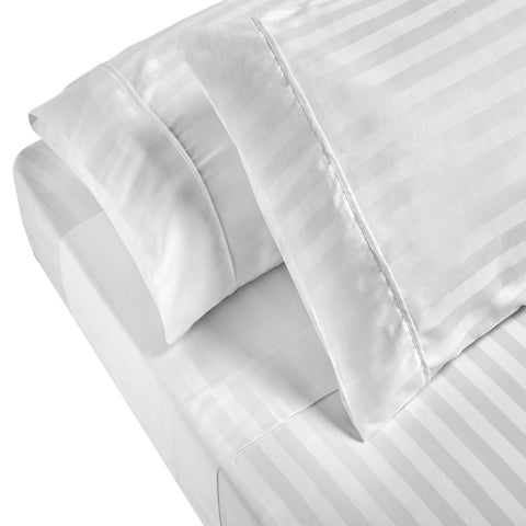 Royal Comfort 1200TC Sheet Set Damask Cotton Blend Ultra Soft Sateen Bedding - Queen - White