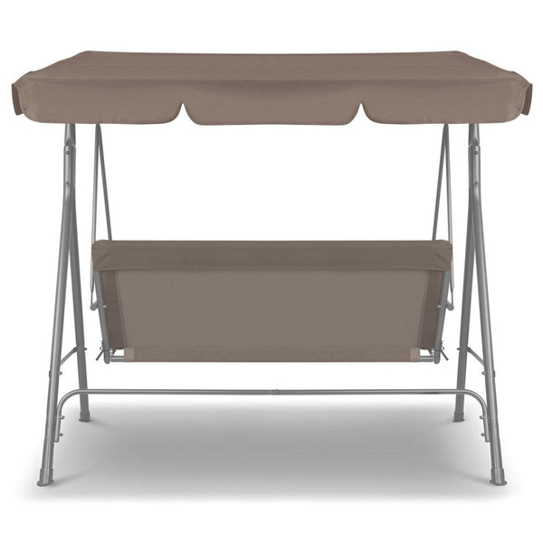 Milano Outdoor Swing Bench Seat Chair Canopy Furniture 3 Seater Garden Hammock - Coffee