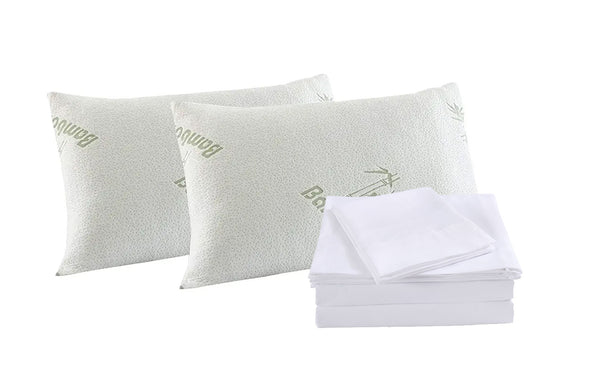 Royal Comfort Bamboo Blend Sheet Set 1000TC and Bamboo Pillows 2 Pack Ultra Soft - Queen - White