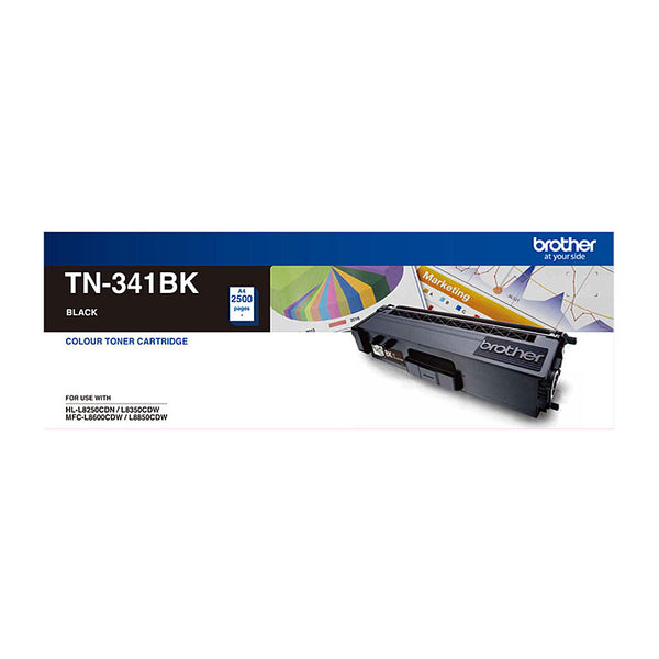 BROTHER TN-341BK Colour Laser-Standard Yield Black Toner to suit HL-L8250CDN/8350CDW MFC-L8600CDW/L8850CDW - 2500 Pages