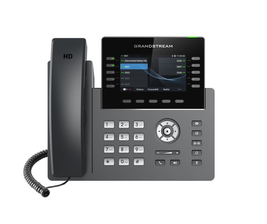 GRANDSTREAM GRP2615 10 Line IP Phone, 16 SIP Accounts, 480x272 Colour Screen, HD Audio, Powerable Via POE