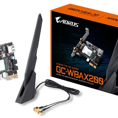 GIGABYTE GC-WBAX200 WiFi 6 PCIe Adapter 2400Mbps 160MHz Dual Band Wireless + Bluetooth 5 MU-MIMO TX/RX