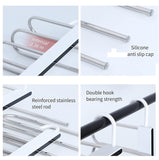 2 Pack Adjustable Multi-Layer 6 in 1 Pants Hanger for Wardrobe and Home Storage (White)